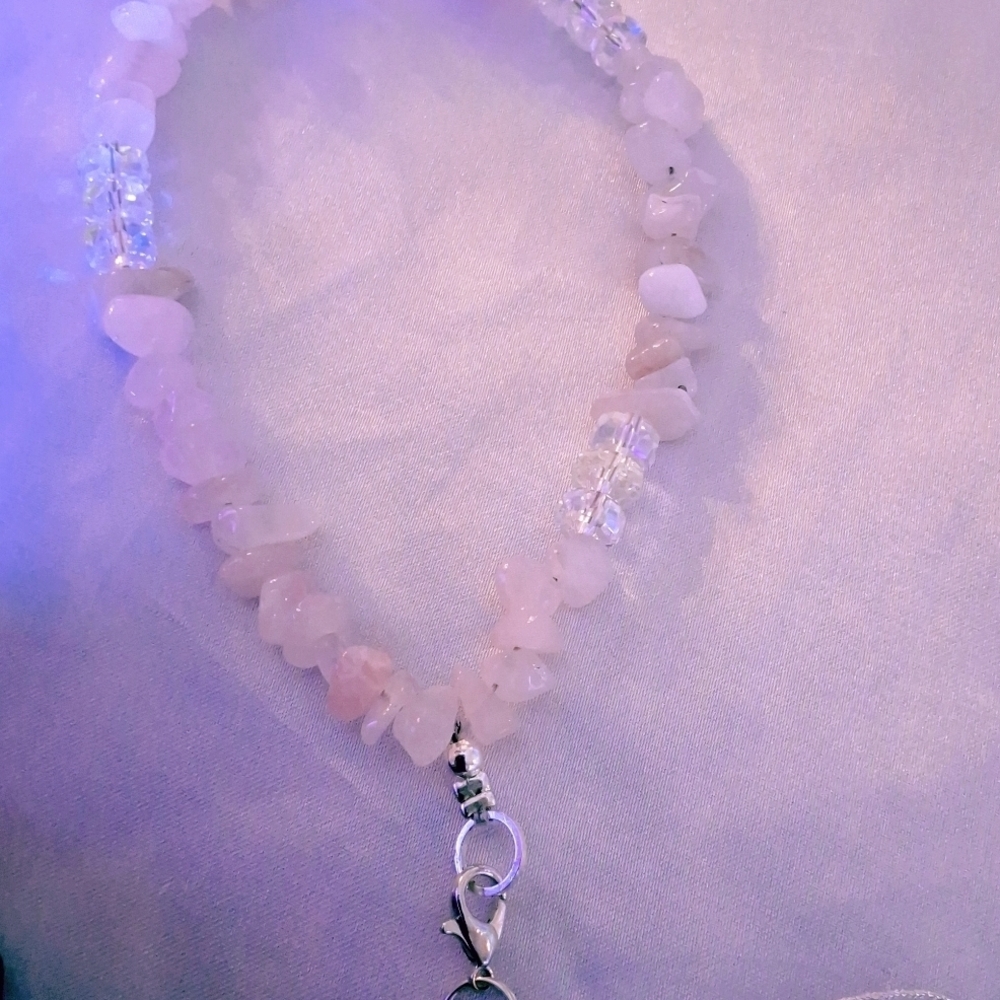 Elegant Pink Beaded Phone Lanyard Chain